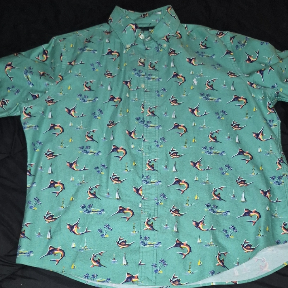 Polo Ralph Lauren Teal Shirt with Marlin Print
